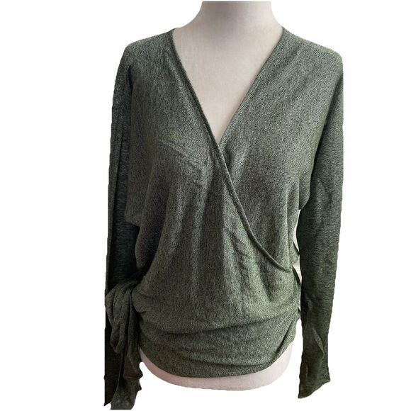 J. Crew Linen Blend Wrapped Cardigan Sweater Green Size Large - Picture 2 of 12
